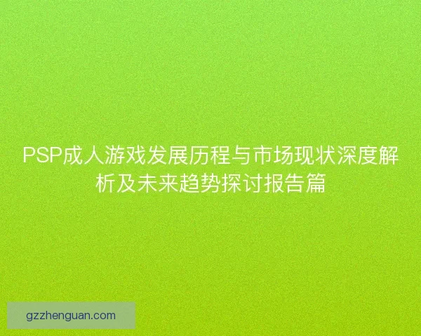 PSP成人游戏发展历程与市场现状深度解析及未来趋势探讨报告篇